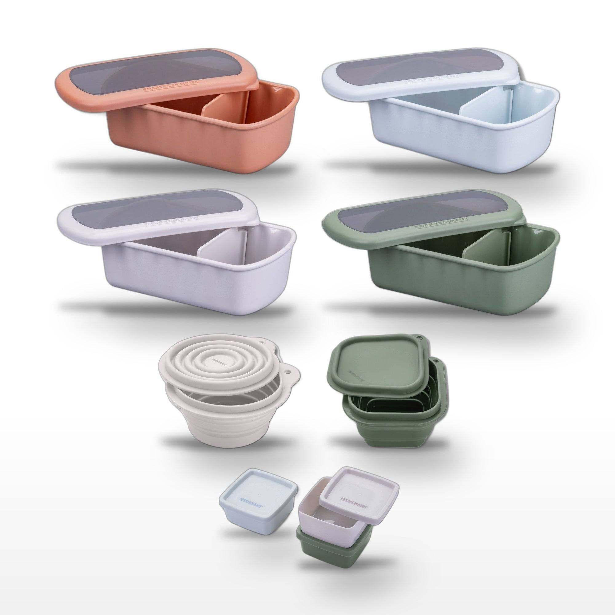 Lot de 4 lunch box 1L avec 2 boîtes à snacks et 3 boîtes à sauce Fackelmann Storage - Image 1