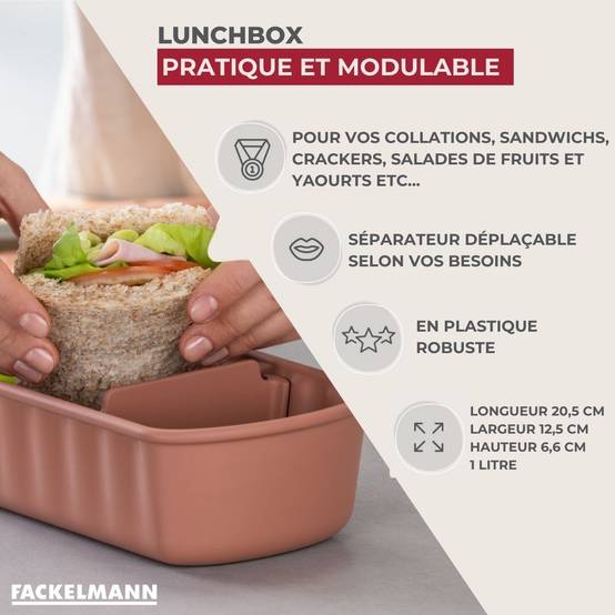 Lot de 4 lunch box 1L avec 2 boîtes à snacks et 3 boîtes à sauce Fackelmann Storage - Image 3
