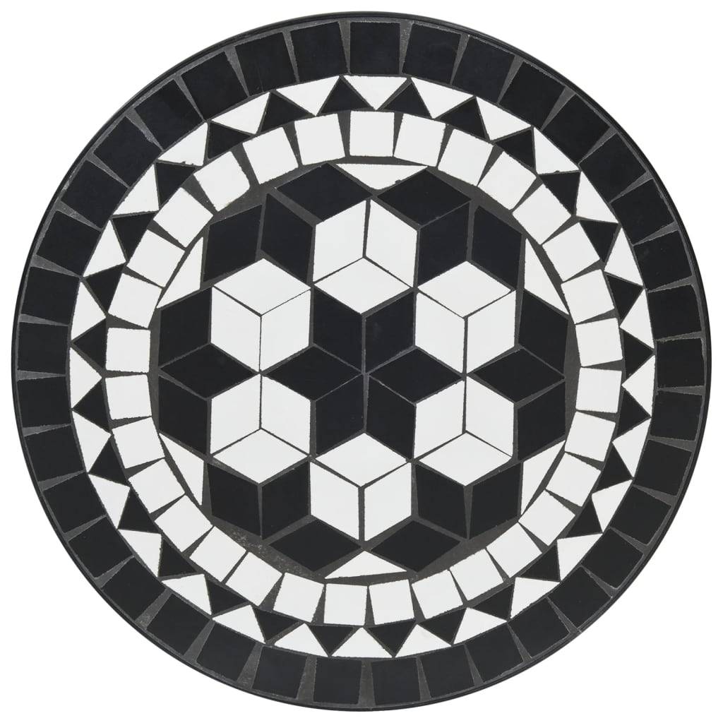 Maison Chic - Table de jardin | Table de bistro mosaïque noir et blanc Ø50x70 cm céramique - Image 6