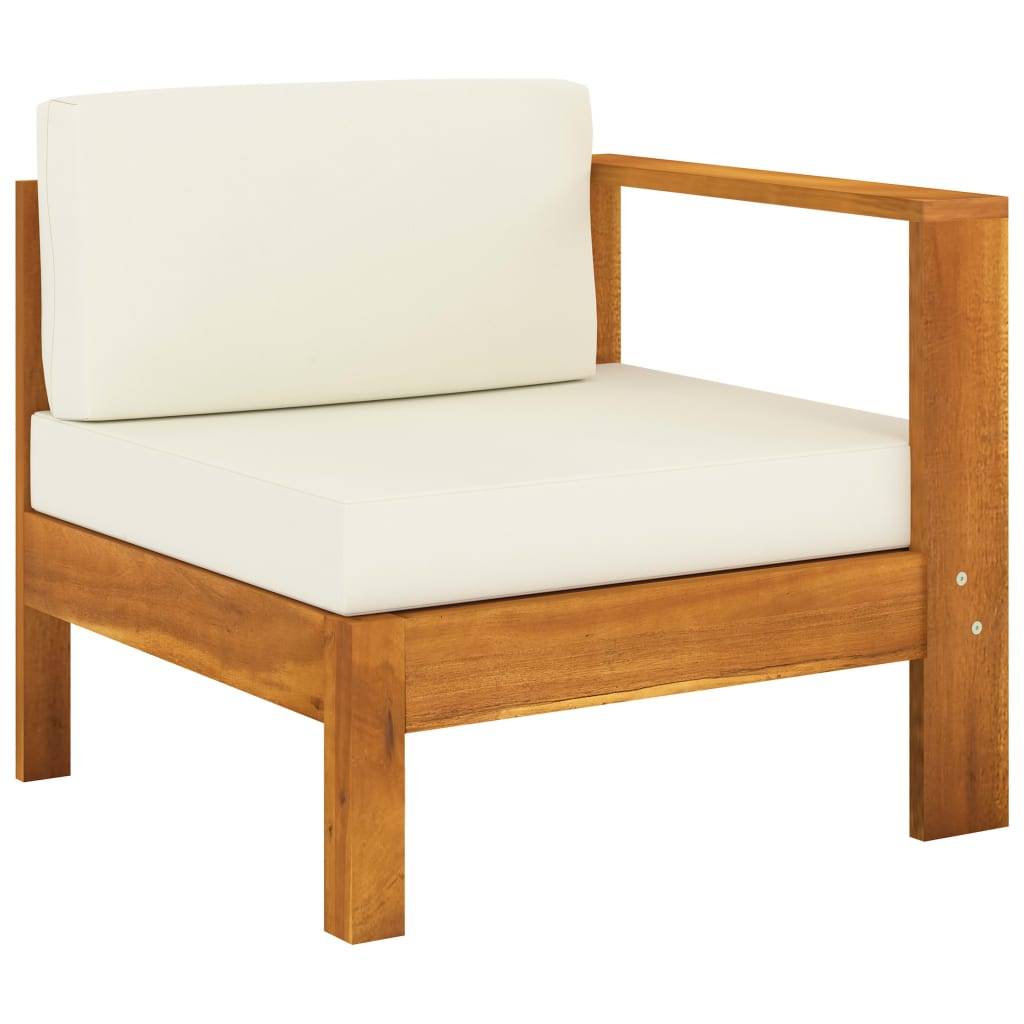 Helloshop26 - Salon de jardin meuble d'extérieur ensemble de mobilier 10 pièces avec coussins blanc crème bois d'acacia - Image 4