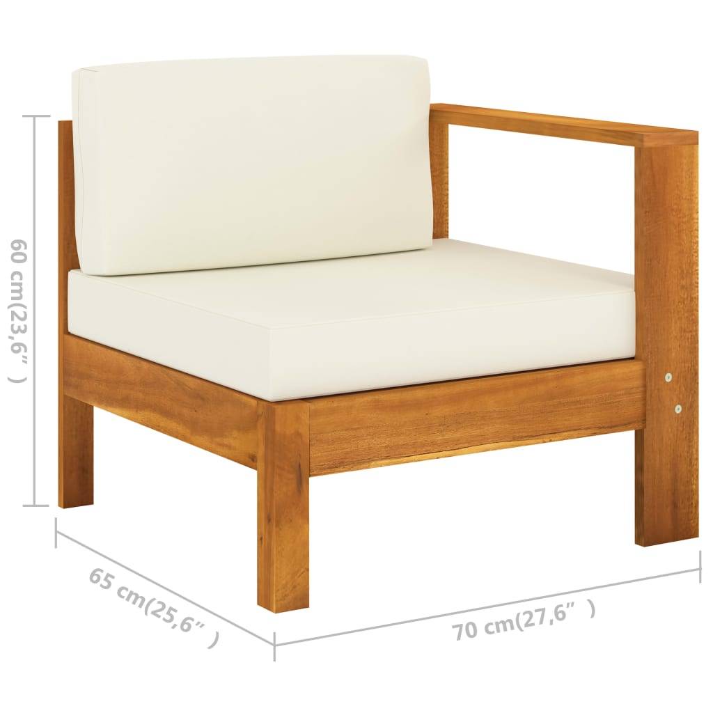 Helloshop26 - Salon de jardin meuble d'extérieur ensemble de mobilier 10 pièces avec coussins blanc crème bois d'acacia - Image 6