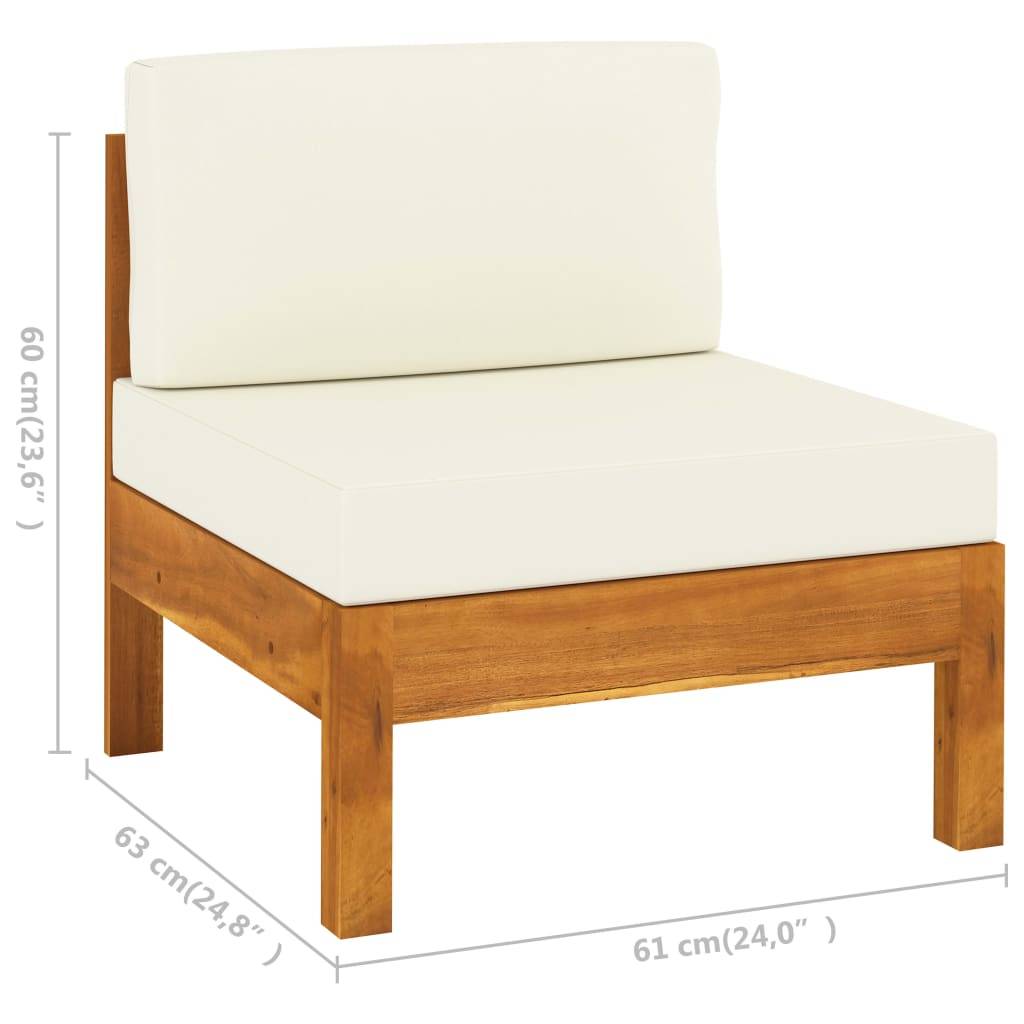 Helloshop26 - Salon de jardin meuble d'extérieur ensemble de mobilier 10 pièces avec coussins blanc crème bois d'acacia - Image 8