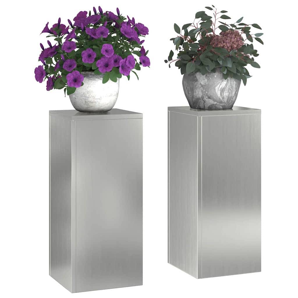 Vidaxl - Support de Plante 2 pcs Argent 24 x 24 x 55 cm Acier galvanisé vidaXL 865818 - Image 4