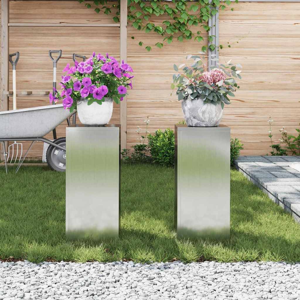 Vidaxl - Support de Plante 2 pcs Argent 24 x 24 x 55 cm Acier galvanisé vidaXL 865818 - Image 5