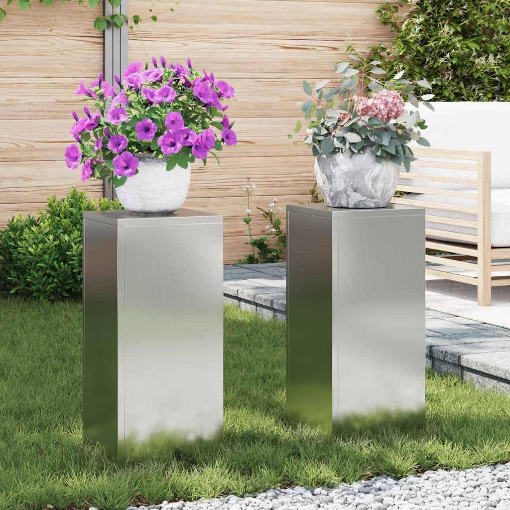 Vidaxl - Support de Plante 2 pcs Argent 24 x 24 x 55 cm Acier galvanisé vidaXL 865818 - Image 1