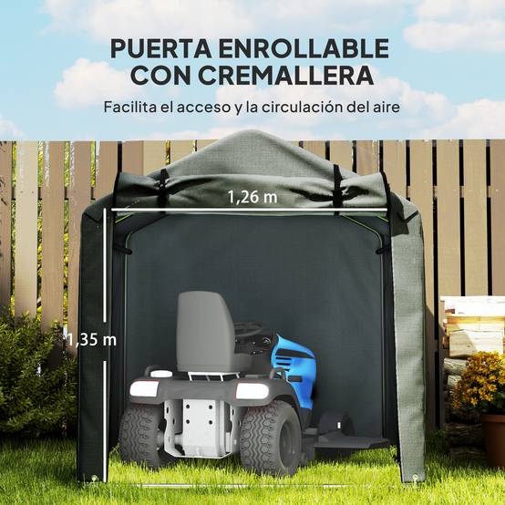 Abri de jardin extérieur pour outils et vélos, 2,2 x 1,57 x 1,65 m, avec porte zippée, imperméable, gris foncé - Image 8
