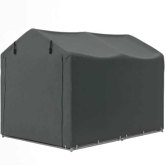 Abri de jardin extérieur pour outils et vélos, 2,2 x 1,57 x 1,65 m, avec porte zippée, imperméable, gris foncé - Image 2