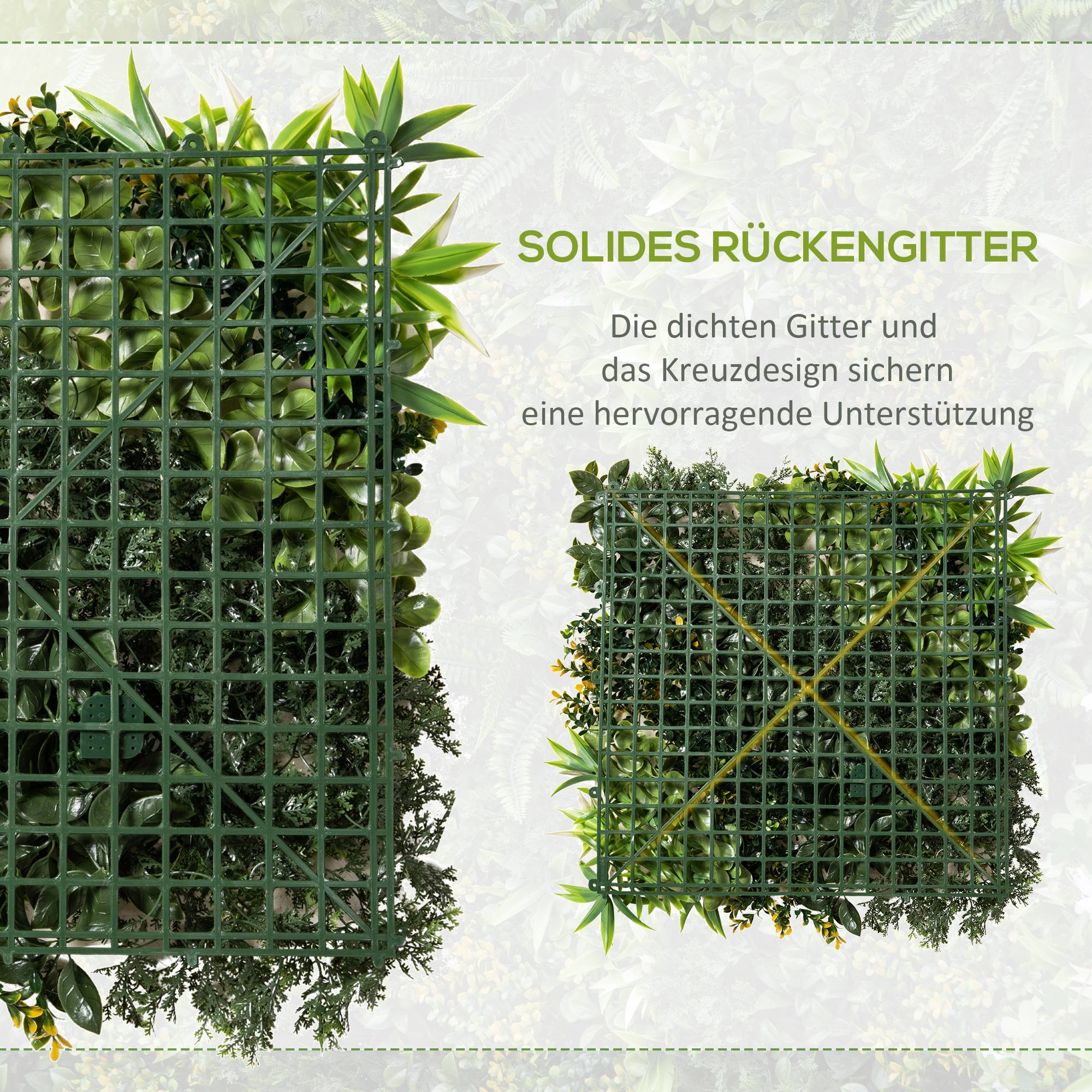 ComfortXL - Haie artificielle PE verte 12 panneaux 50 x 50 cm pour jardin balcon brise-vue UV surface totale 3 m² - Image 6