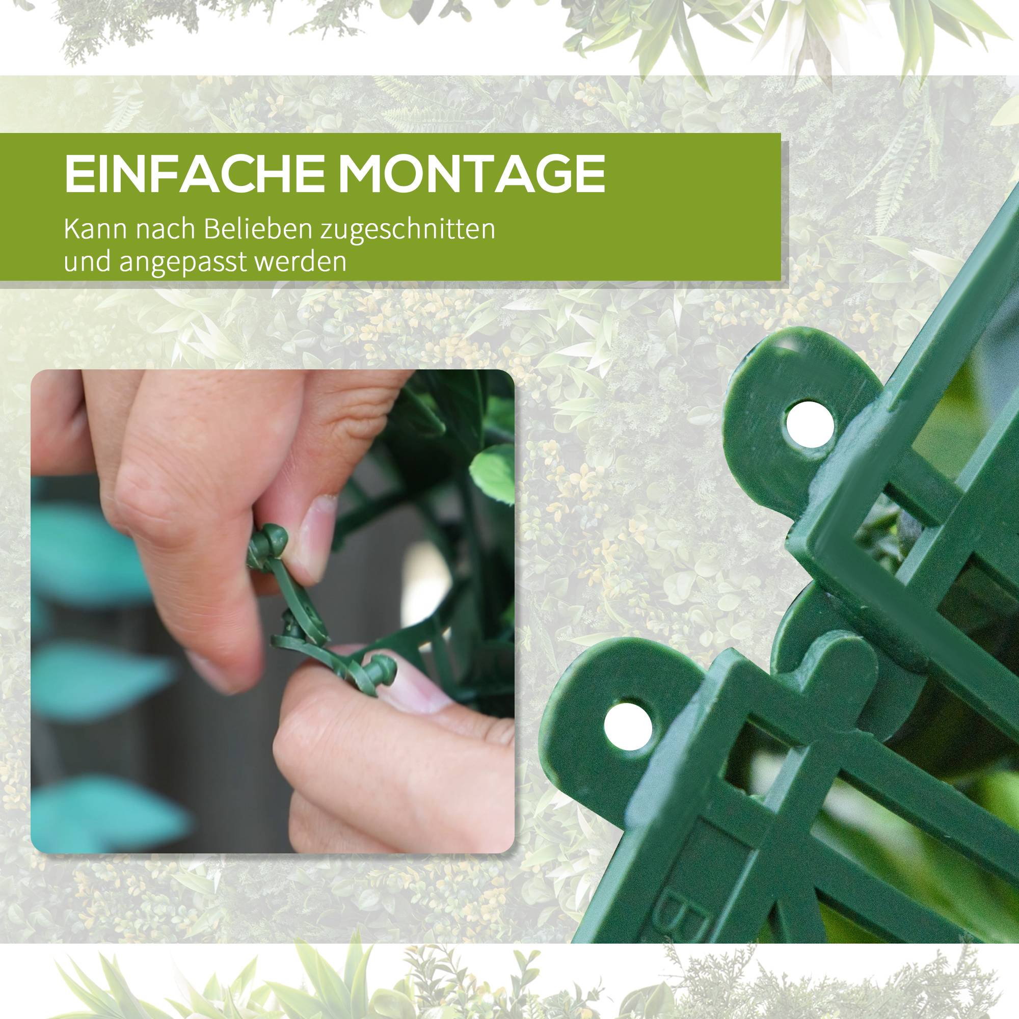 ComfortXL - Haie artificielle PE verte 12 panneaux 50 x 50 cm pour jardin balcon brise-vue UV surface totale 3 m² - Image 5