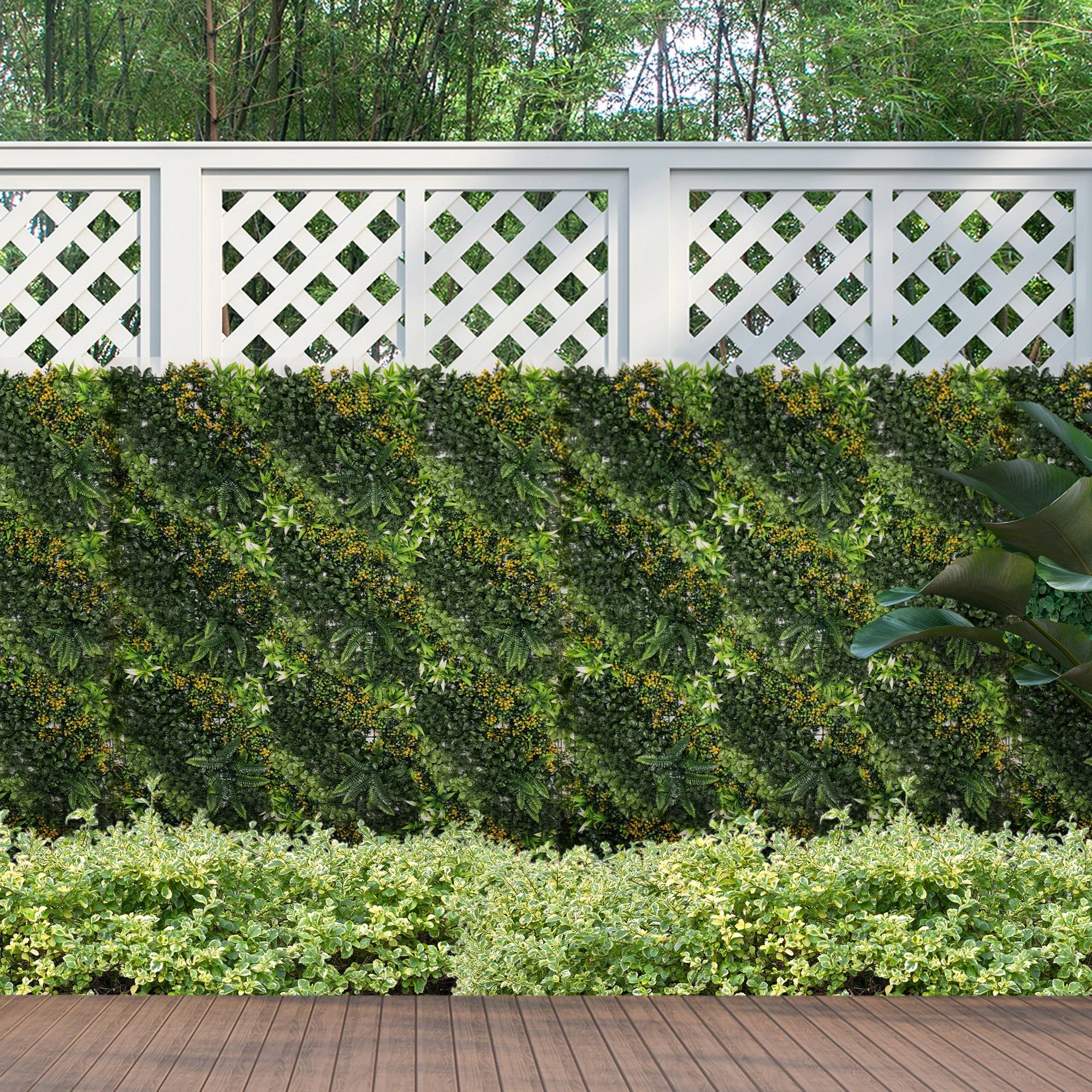 ComfortXL - Haie artificielle PE verte 12 panneaux 50 x 50 cm pour jardin balcon brise-vue UV surface totale 3 m²