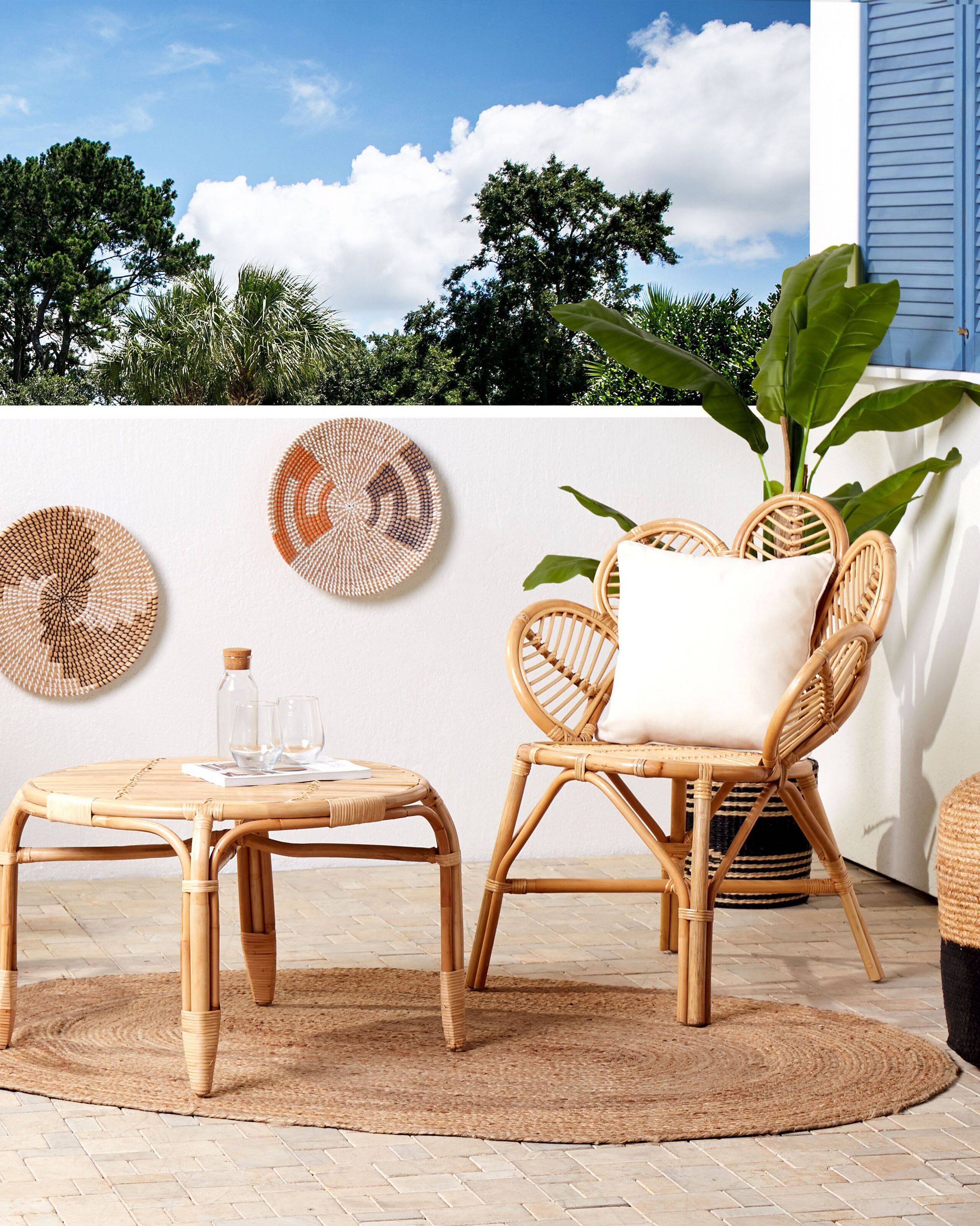 Chaises Paon Naturelles en Rotin Petits Fauteuils pour Intérieur et Extérieur Facile à Transporter et Empilable Boho Elégant Lot de 2 - Image 2