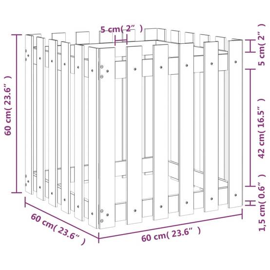 Prolenta Premium - Jardinière bois blanc 60 x 60 x 60 cm - Prolenta premium p331.5 - Image 9