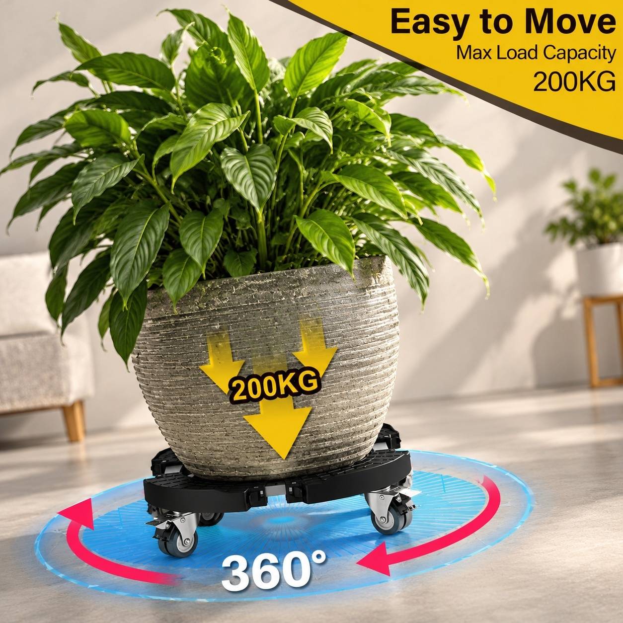 Support À Roulettes Pivotantes Pour Plantes Lourdes Jusqu À 200 Kg - Image 2