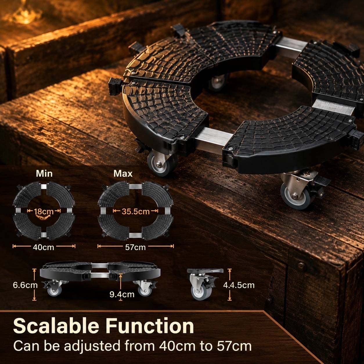 Support À Roulettes Pivotantes Pour Plantes Lourdes Jusqu À 200 Kg - Image 3