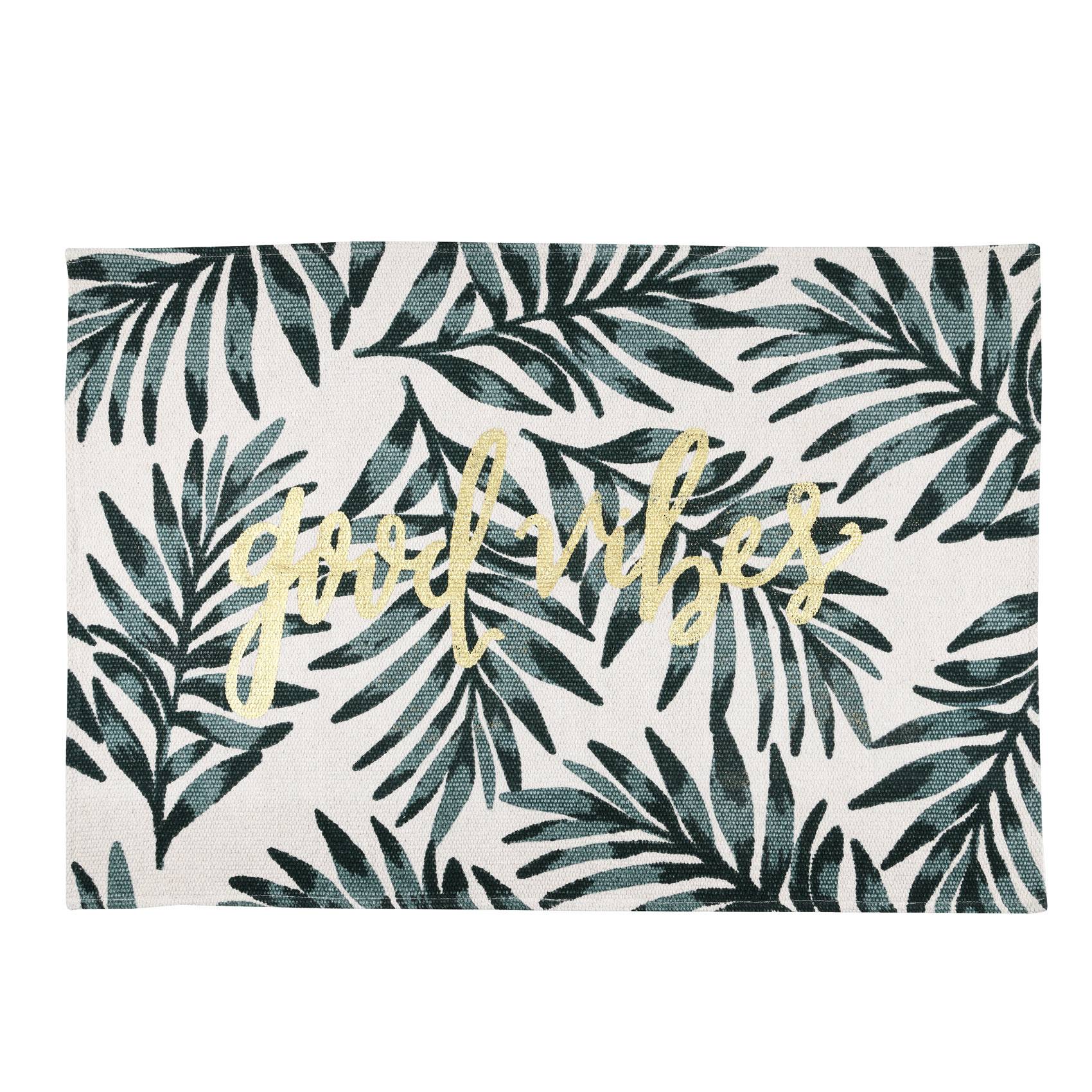 Lovely Casa - Tapis déco esprit feuillage - LOVELY CASA - Coton - Ecru - Image 1
