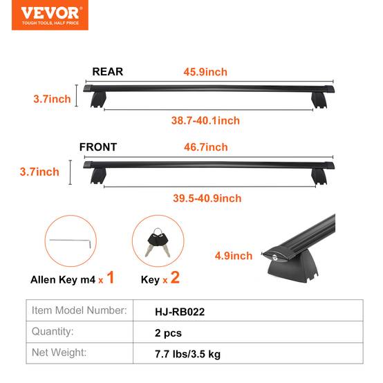 VEVOR Barres de toit transversales 2 PCs compatible JEEP GRAND CHEROKEE 2011-2021, aluminium. - Image 7