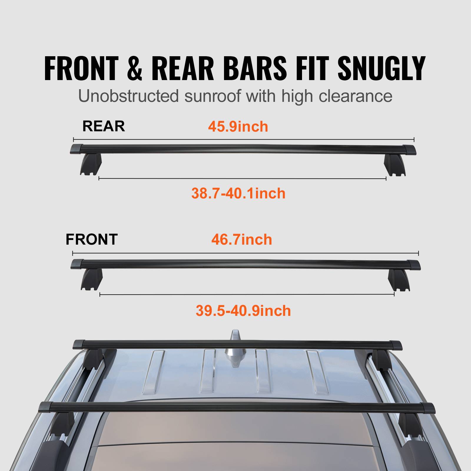 VEVOR Barres de toit transversales 2 PCs compatible JEEP GRAND CHEROKEE 2011-2021, aluminium. - Image 3