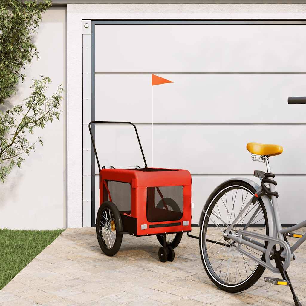 Remorque de vélo pour animaux tissu Oxford et fer orange et noir 63 x 123 x 66 cm - PANGIVO - Image 1