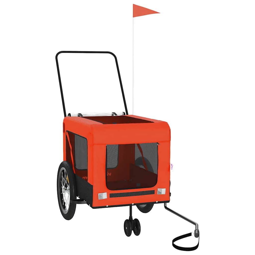 Remorque de vélo pour animaux tissu Oxford et fer orange et noir 63 x 123 x 66 cm - PANGIVO - Image 4