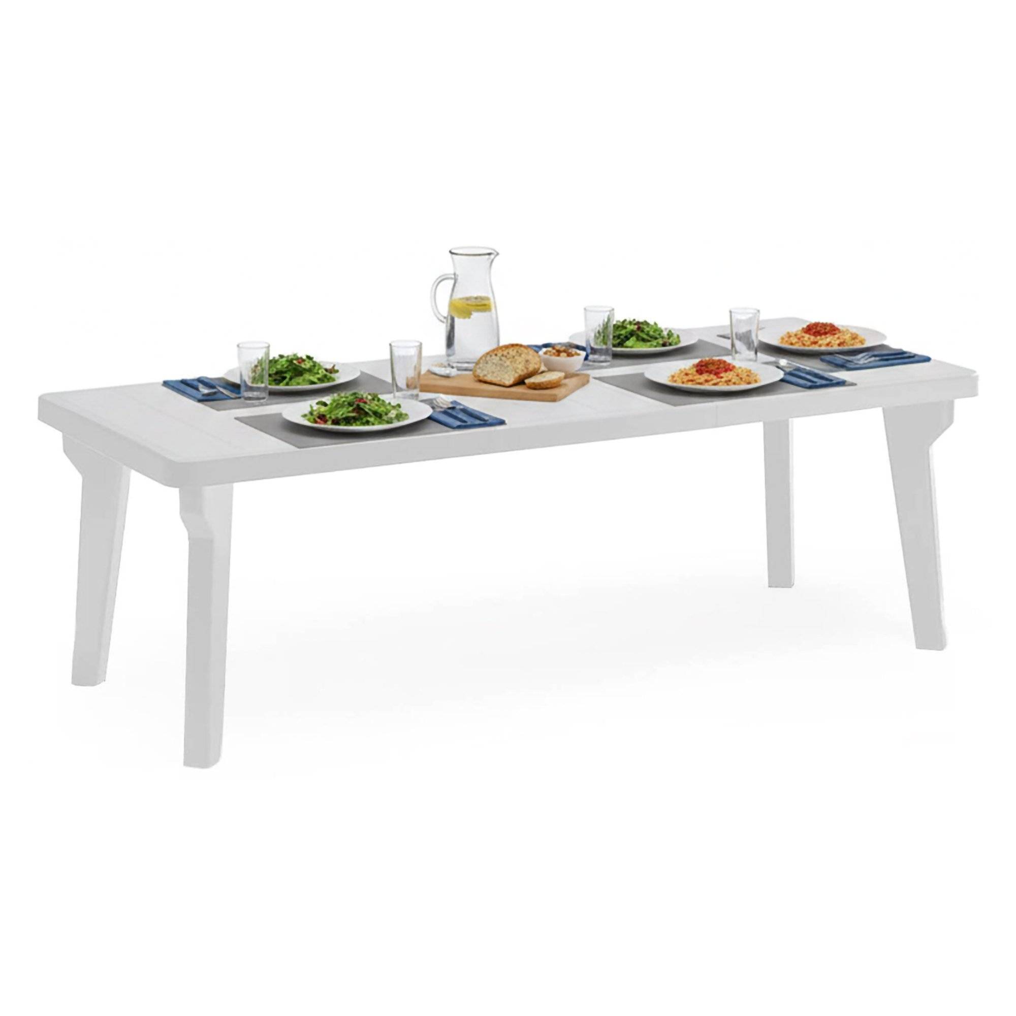 Dmora - Table d'extérieur Mercurio, Base pique-nique, Table de jardin, Table d'extérieur polyvalent, Made in Italy, 160/220x90 h74 cm, Blanc - Image 1