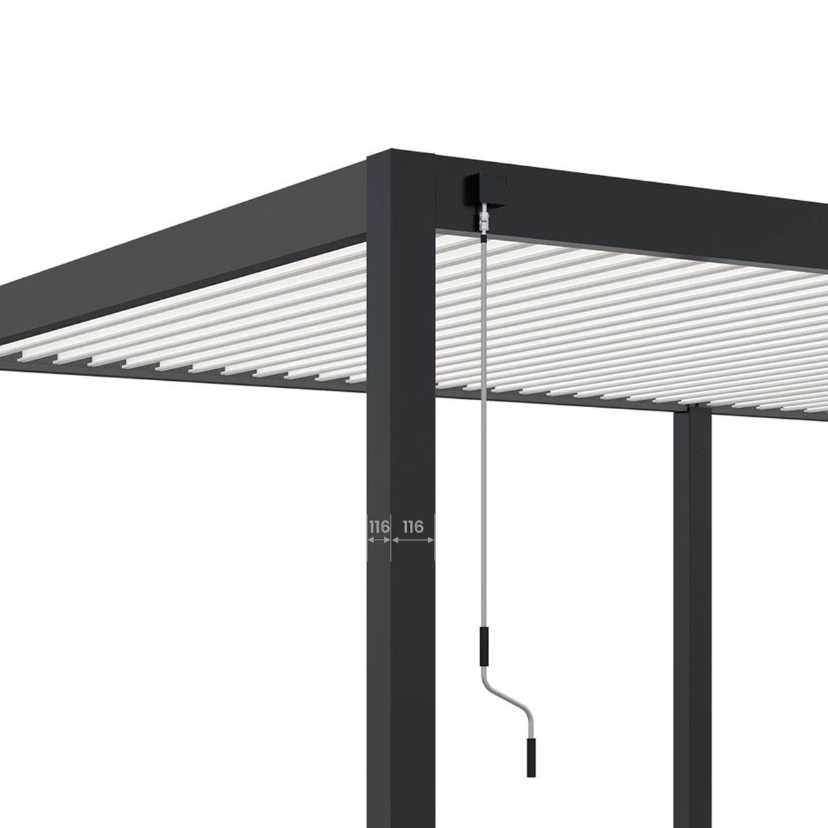 Direct Abris - Pergola Bioclimatique Aluminium Autoportée 19m² - 3,6x5,3 - Deux Stores Inclus  - Anthracite - 34 lames en Aluminium a 120 degrés - Image 6