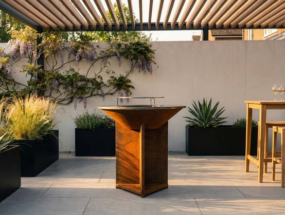 Purline - Barbecue Braséro charbon acier corten cuivré avec plancha Ø60cm EFP56CO – Purline - Image 4