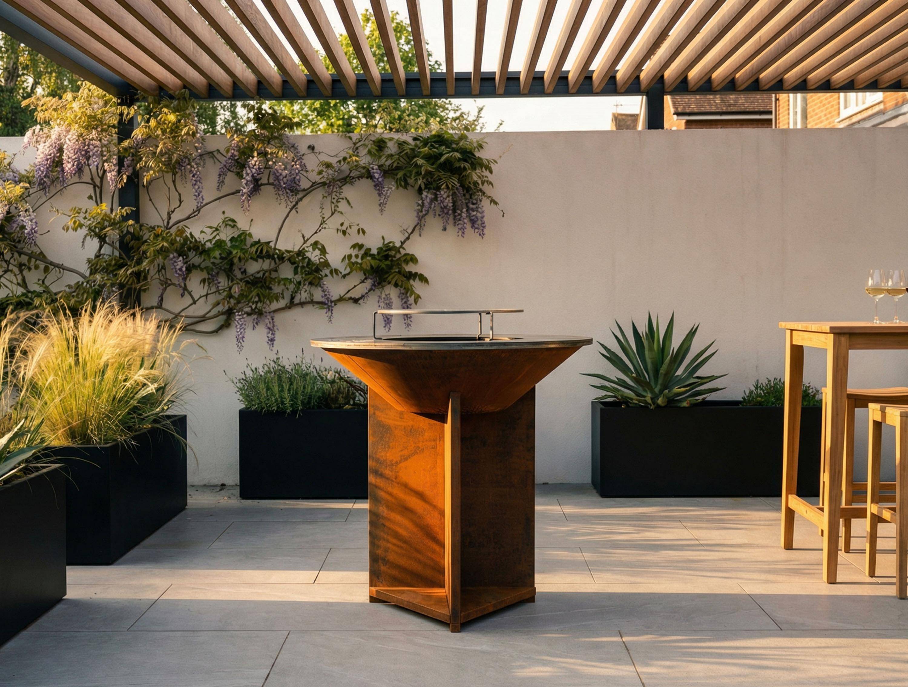 Purline - Barbecue Braséro charbon acier corten cuivré avec plancha Ø60cm EFP56CO – Purline - Image 4