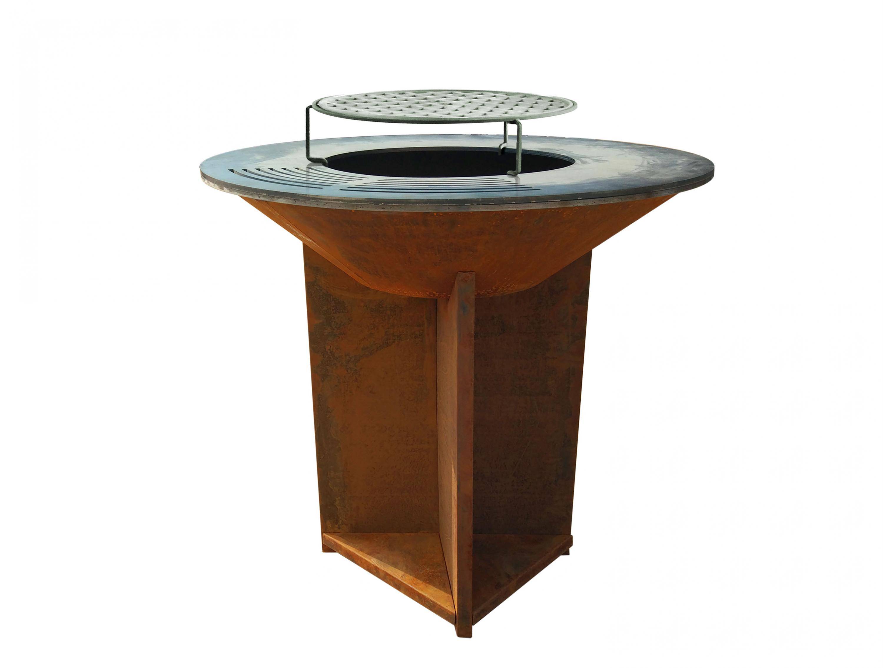 Purline - Barbecue Braséro charbon acier corten cuivré avec plancha Ø60cm EFP56CO – Purline - Image 1
