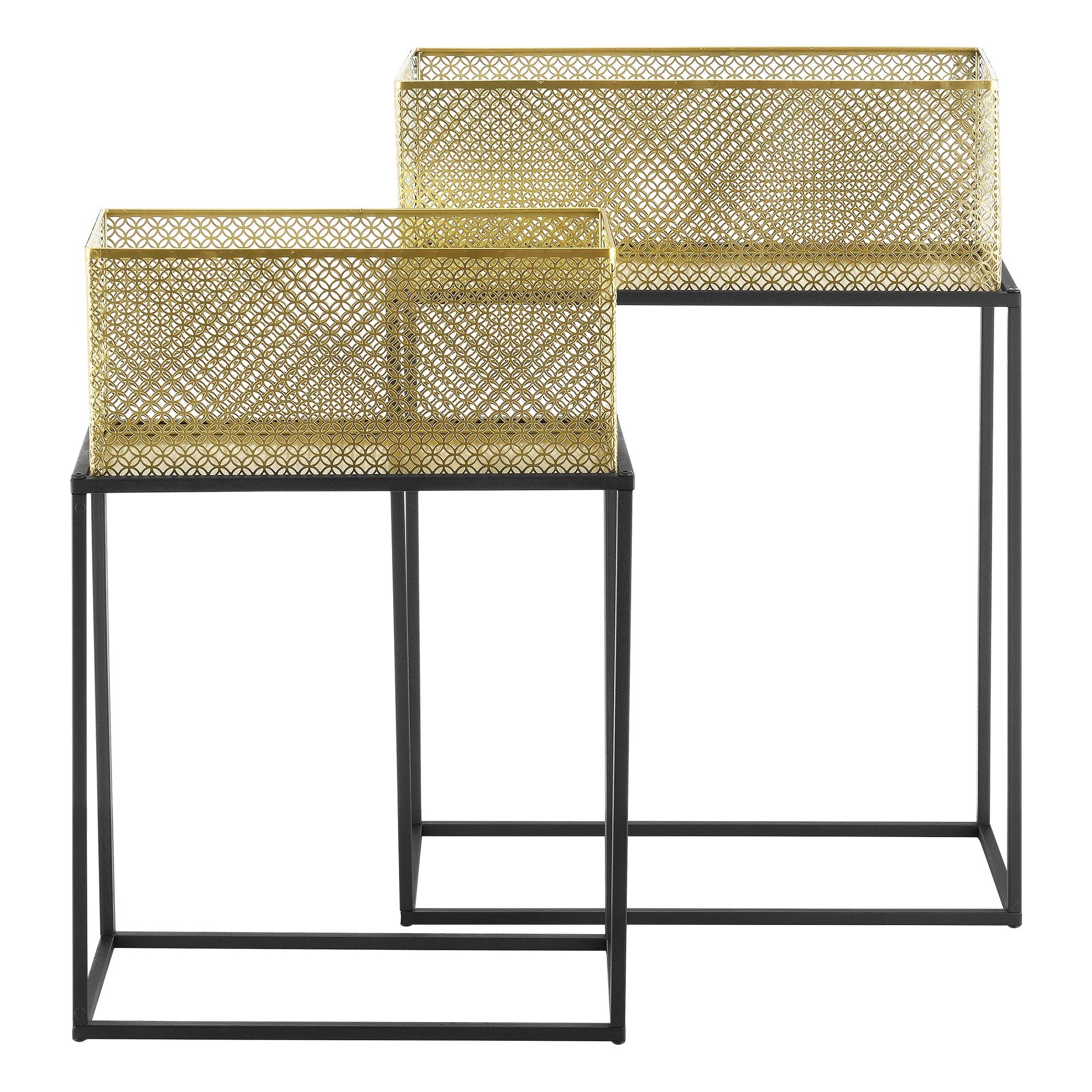 Helloshop26 - Lot de 2 supports de plante noir laiton - Image 1