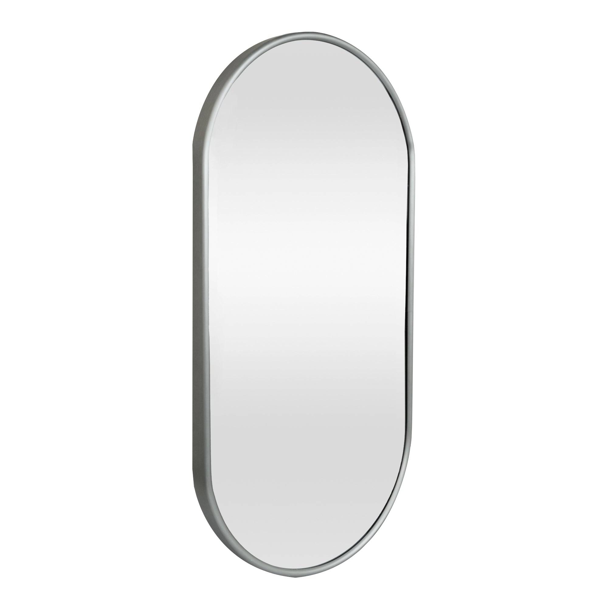 Miroir mural ovale 30 x 60 cm gris graphite - Image 1