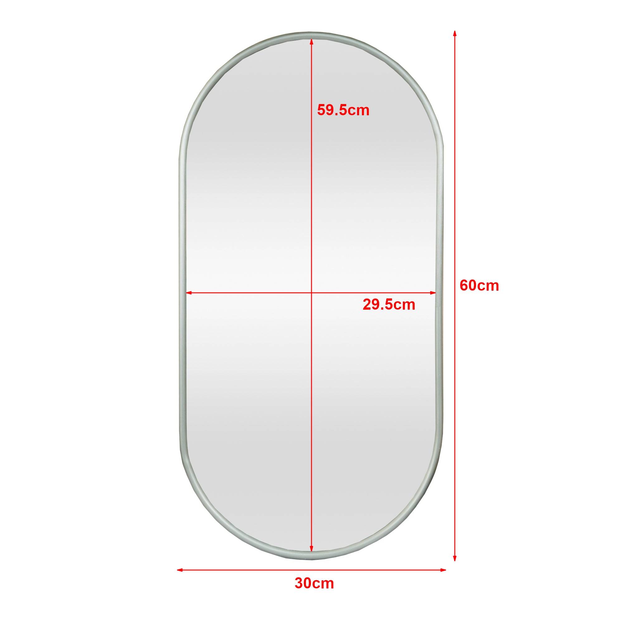 Miroir mural ovale 30 x 60 cm gris graphite - Image 3