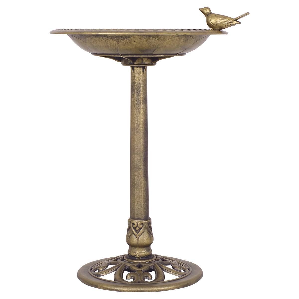 Maison Chic - Mangeoire à oiseaux de jardin sur pied Bain d’oiseau Mangeoire sur poteau en PP Dia. 50 cm Haut 76 cm Bronze - Image 1