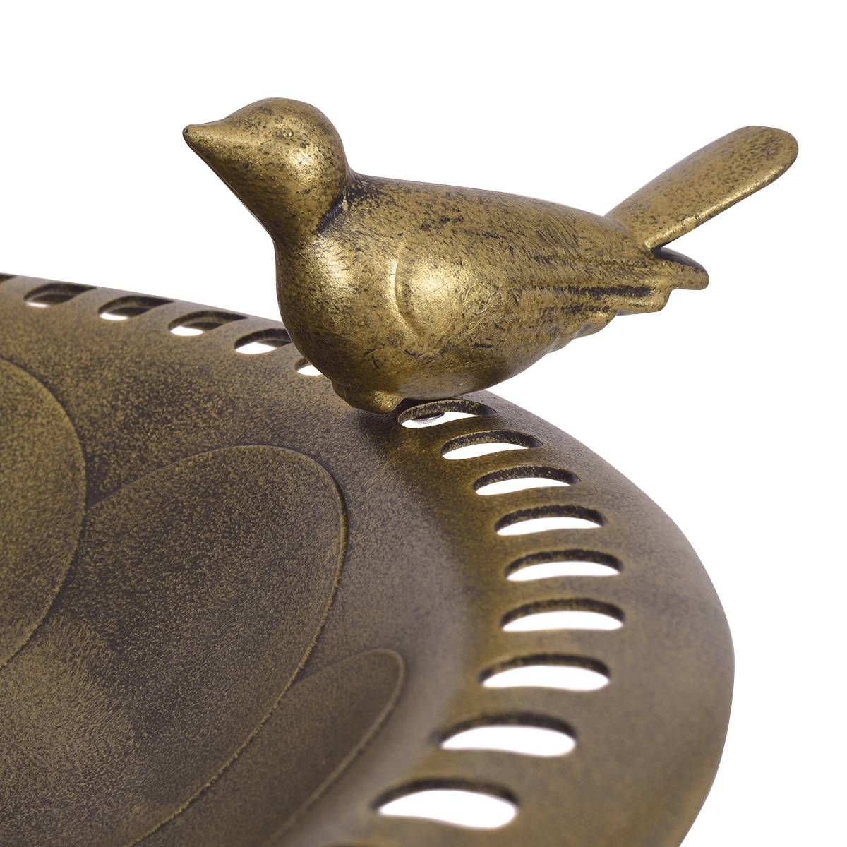 Maison Chic - Mangeoire à oiseaux de jardin sur pied Bain d’oiseau Mangeoire sur poteau en PP Dia. 50 cm Haut 76 cm Bronze - Image 4