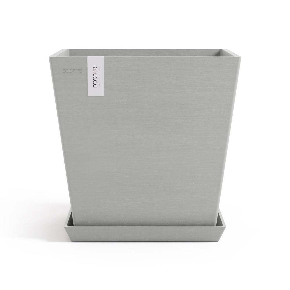 Ecopots - Pot Carré Rotterdam 35 Blanc Gris + réservoir d'eau - 35,2 x 35,2 x H. 34 cm - 30 L ECOPOTS - Image 3