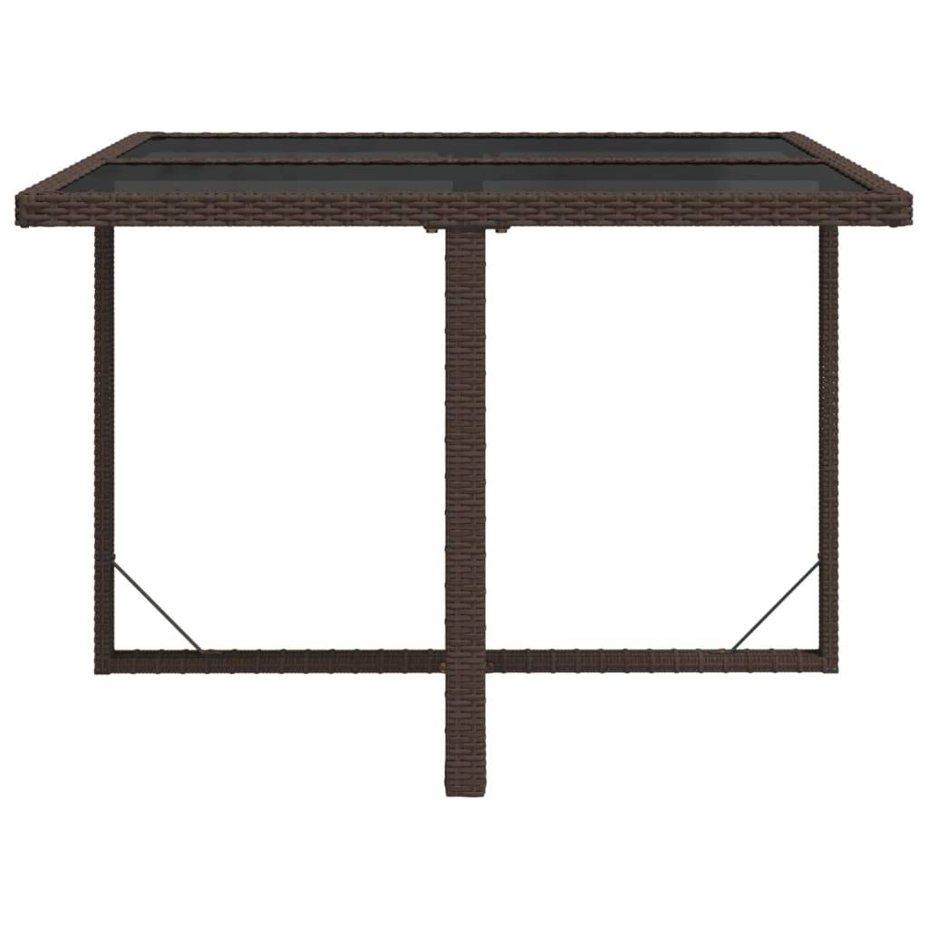 PANGIVO - Table de jardin résine tressée verre marron 109 x 107 x 74 cm - PANGIVO - Image 4