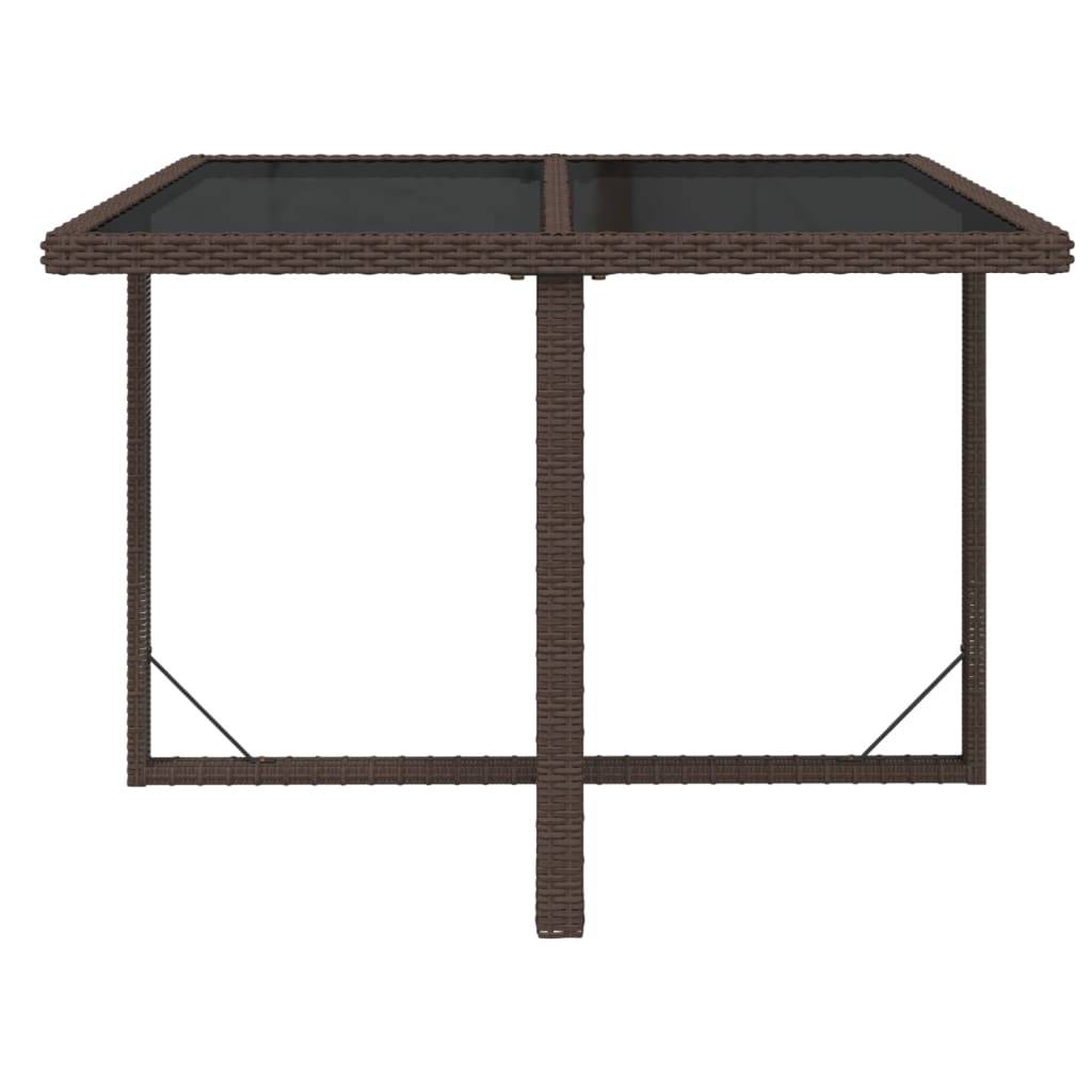 PANGIVO - Table de jardin résine tressée verre marron 109 x 107 x 74 cm - PANGIVO - Image 3