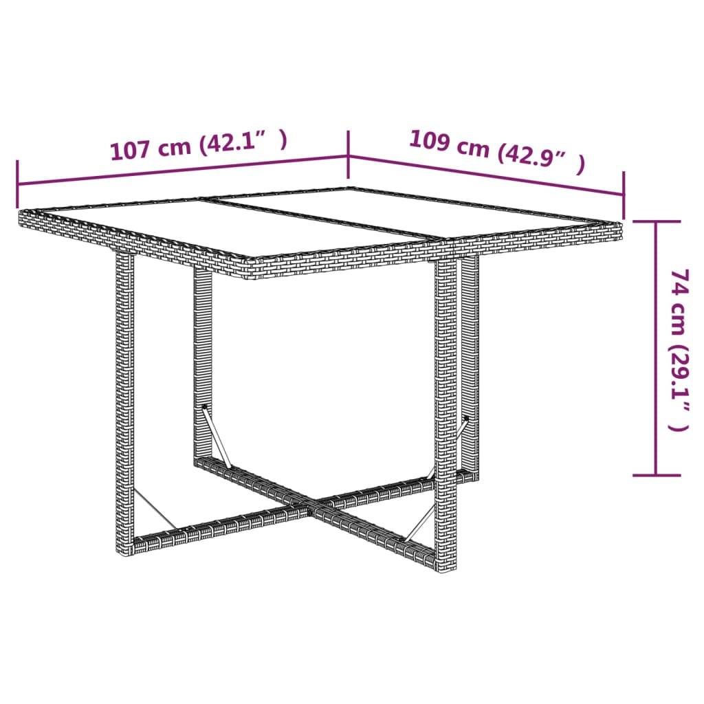 PANGIVO - Table de jardin résine tressée verre marron 109 x 107 x 74 cm - PANGIVO - Image 7