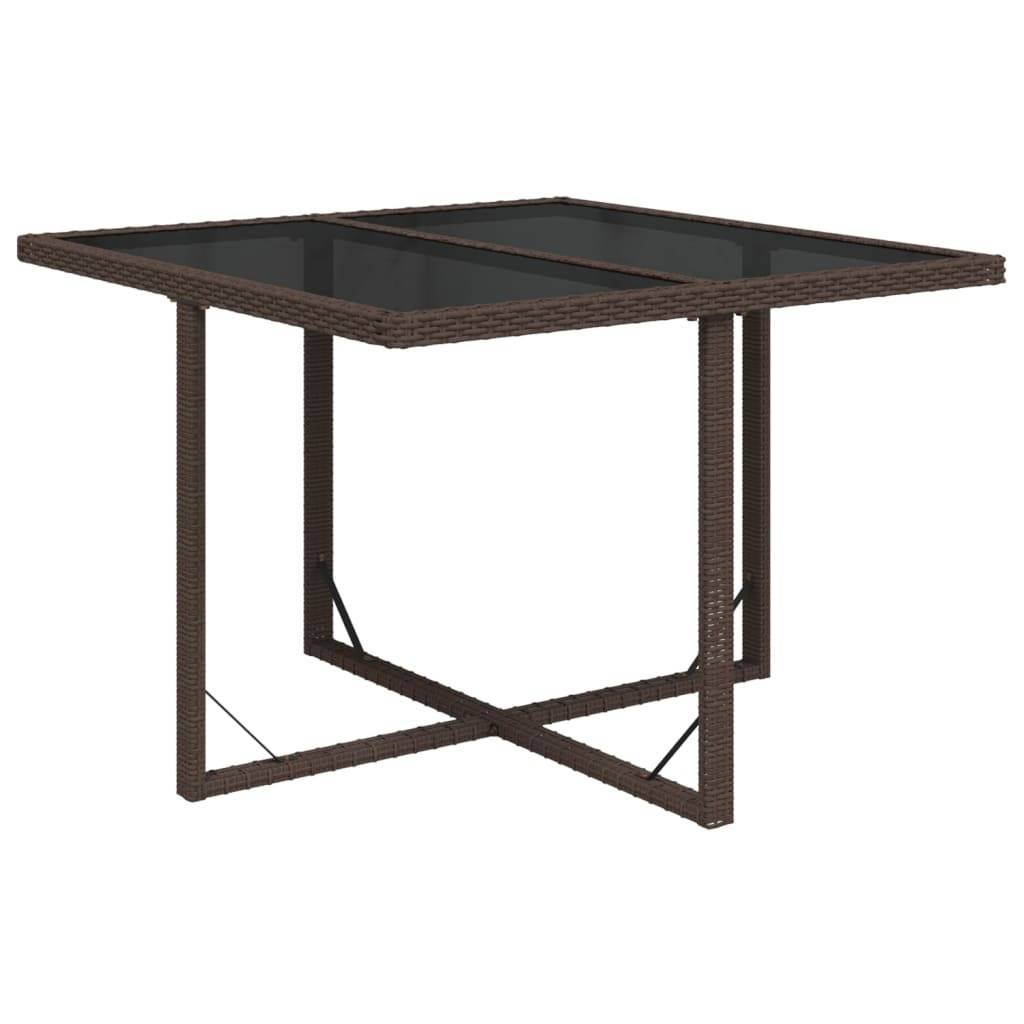 PANGIVO - Table de jardin résine tressée verre marron 109 x 107 x 74 cm - PANGIVO - Image 2