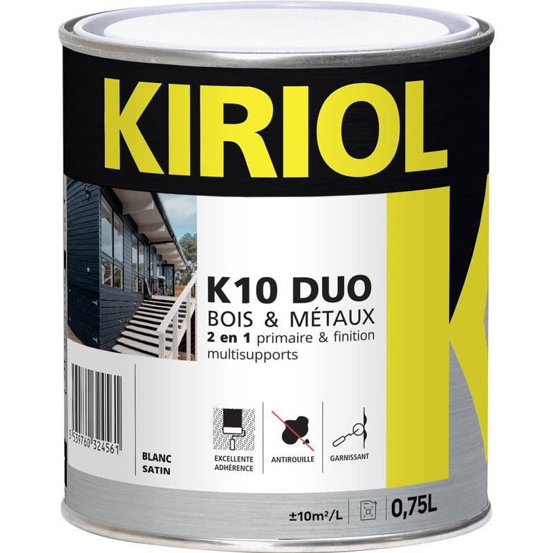 Peinture antirouille K10 Duo COMUS Satin Blanc 0.75L - A005364