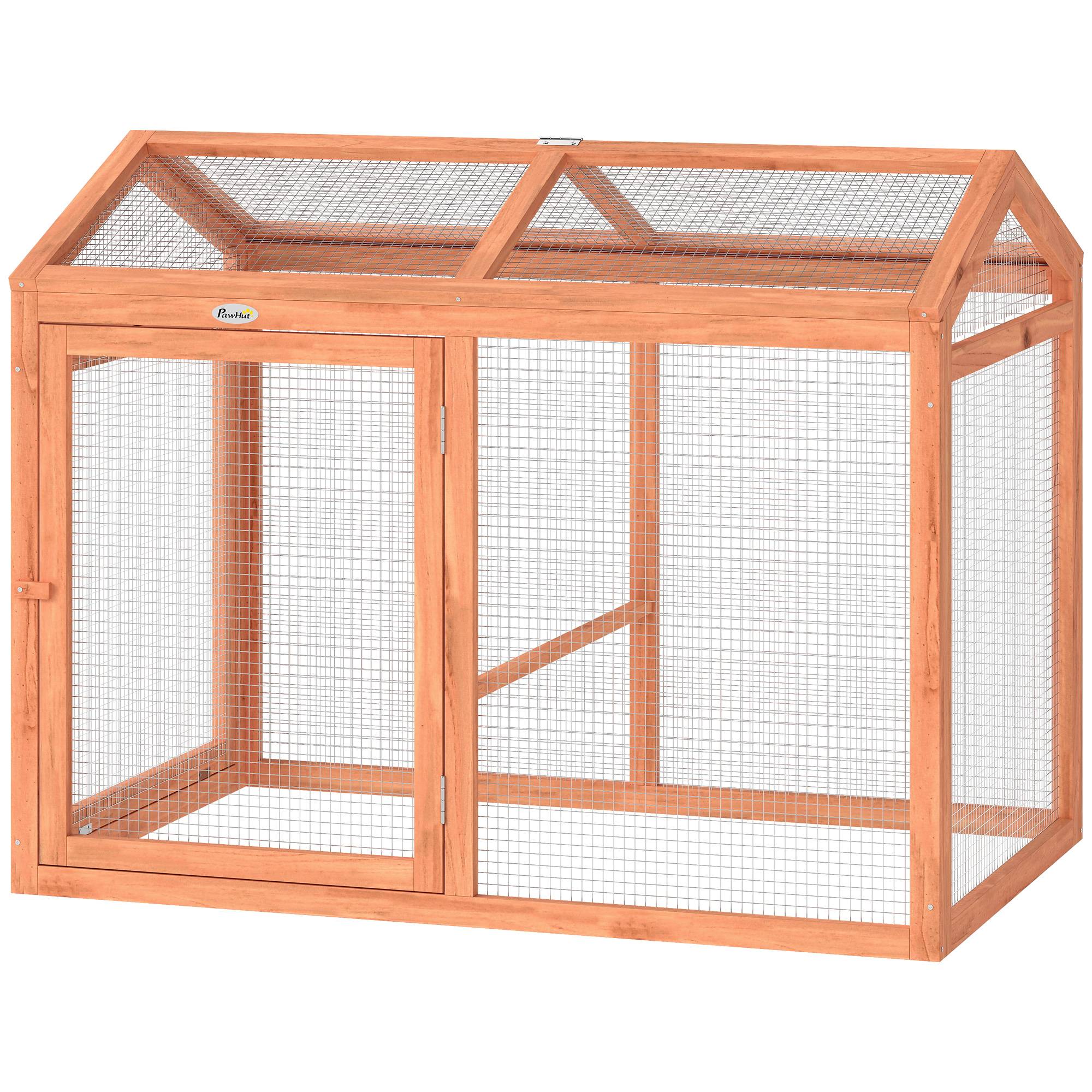 Sans Marque - Poulailler perchoir double porte bois/métal 2 poules 104x70,5x84 cm orange - Image 2