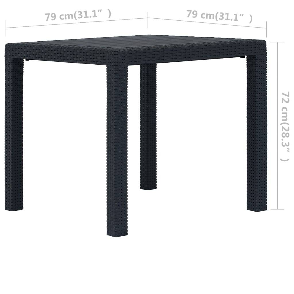 Table de jardin Plastique Anthracite 79 x 79 x 72 cm - PANGIVO - Image 5
