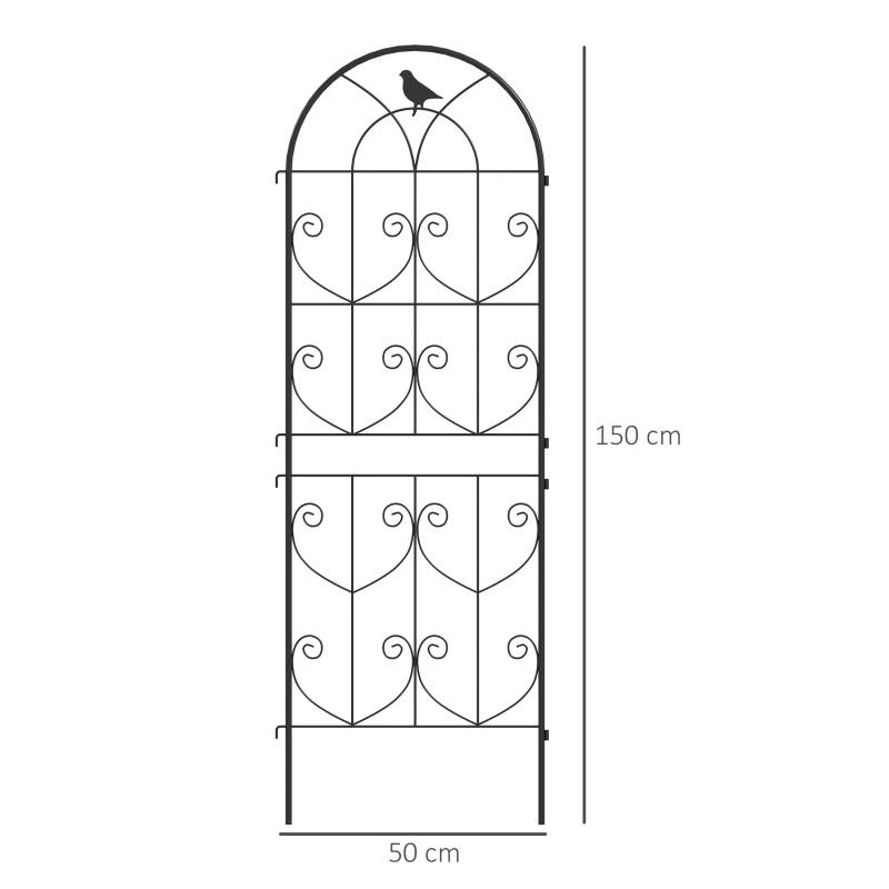 Treillis plantes grimpantes métal jardin support décoratif oiseaux noir 50x150cm - ComfortXL Outdoor Living - Image 3