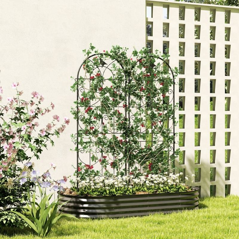 Treillis plantes grimpantes métal jardin support décoratif oiseaux noir 50x150cm - ComfortXL Outdoor Living - Image 1