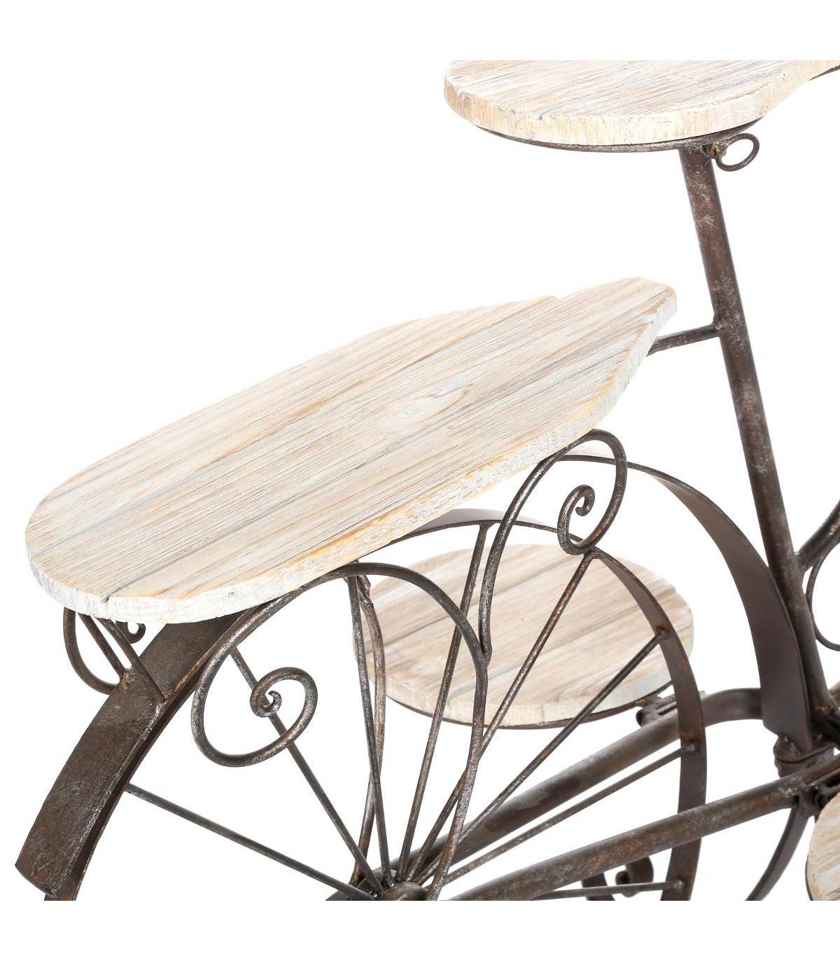 Porte plantes Vélo en Bois et Métal aspect vintage H 59 cm - Image 3