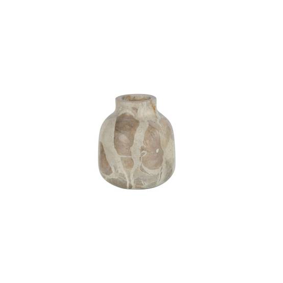 Vase en pierre beige 10x10x10 cm - J-Line - Image 1