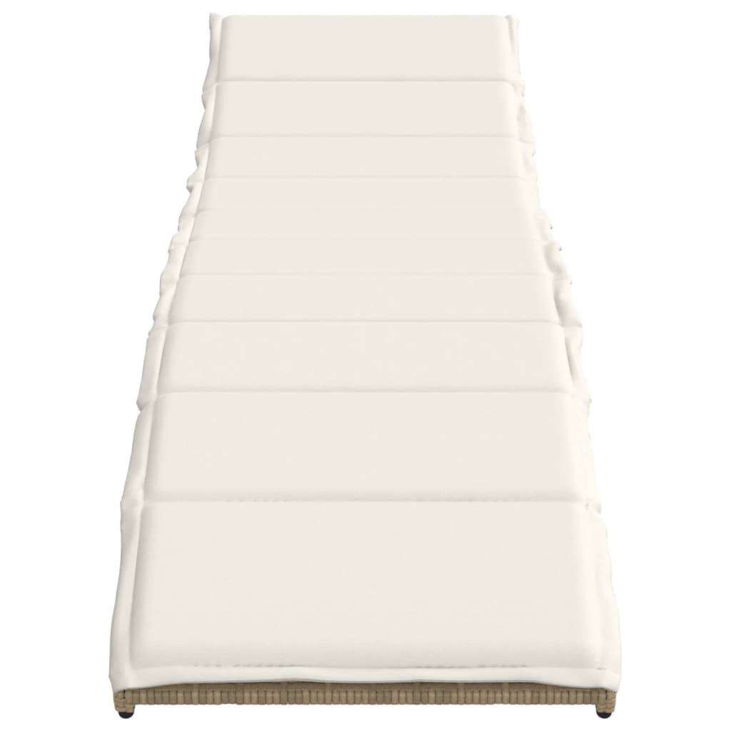 2 pcs Chaises longue | Transat | Bain de soleils avec coussins beige résine tressée - Image 4