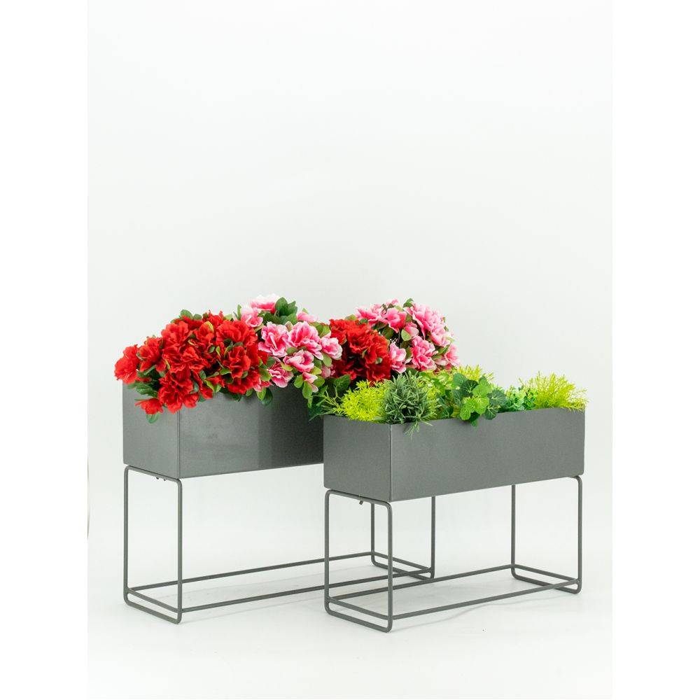 Aubry Gaspard - Sellettes de jardin en métal (Lot de 2) Rectangulaire - Image 4