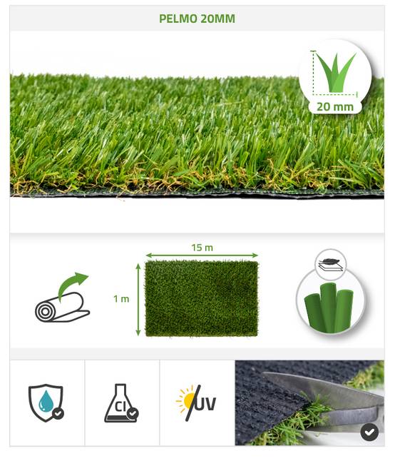 Casanoov Gazon synthétique PELMO 1m x 15 m - 20mm - Image 2