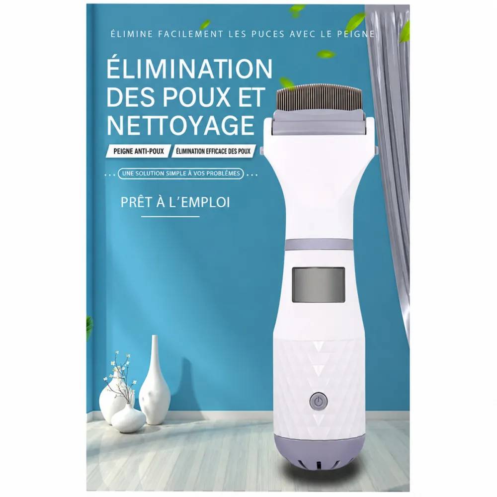 Peigne électrique anti-poux autonomie 4-6h LED 3 niveaux silencieux - Image 6