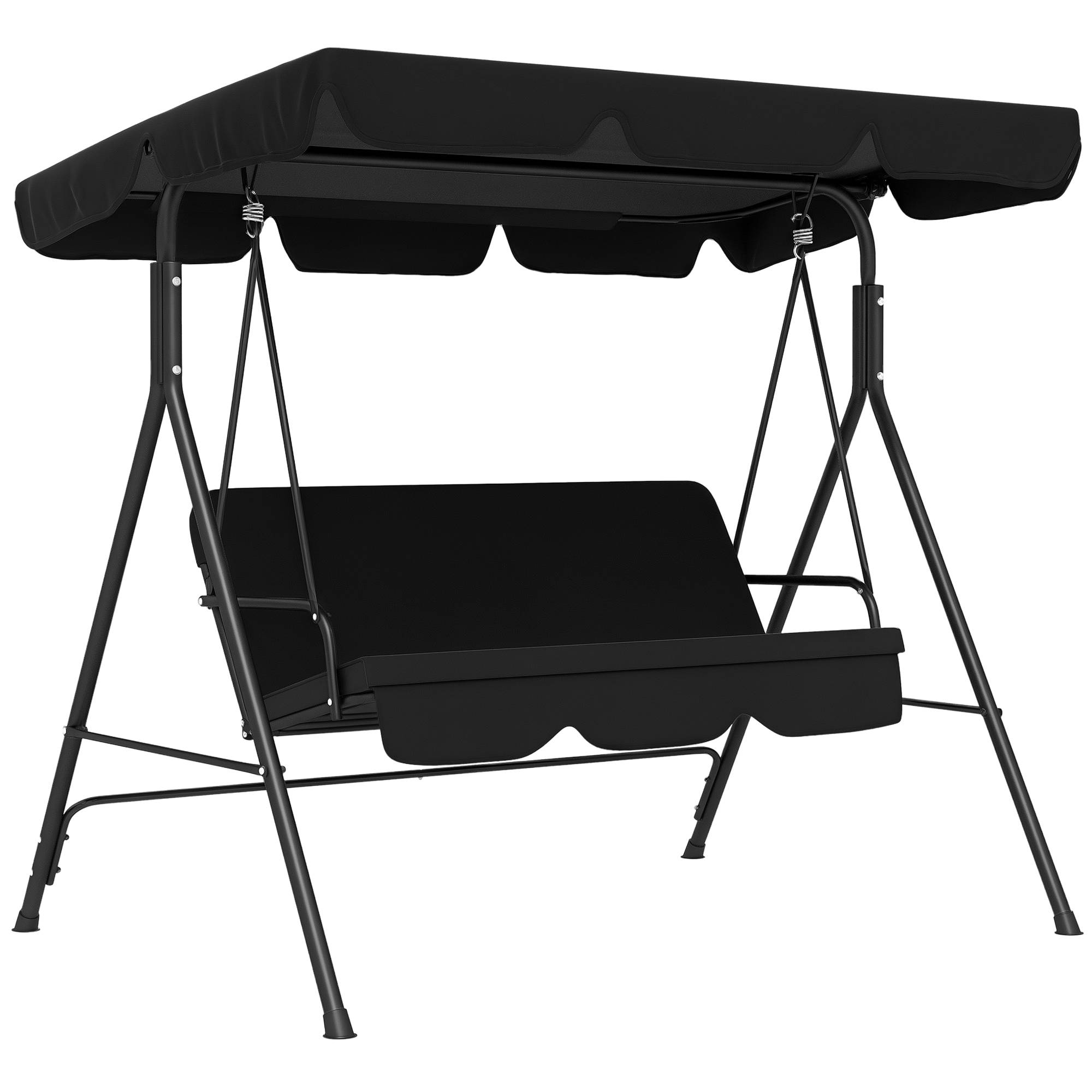 Balancelle de jardin Hollywood 3 places résistante aux intempéries 172x110x153 cm, siège extérieur confortable noire